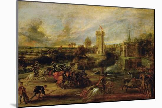 Tournament Near the Moat of the Castle of Steen-Peter Paul Rubens-Mounted Giclee Print