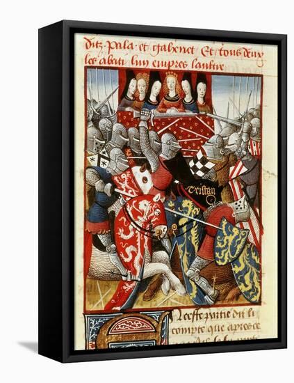 Tournament of Knights of Round Table, 15th century French Manuscript-null-Framed Stretched Canvas