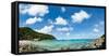 Toursits enjoy the clear water and sun at a beach on the Thai island of Koh Tao, Thailand-Logan Brown-Framed Stretched Canvas
