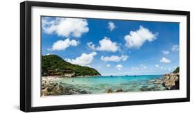 Toursits enjoy the clear water and sun at a beach on the Thai island of Koh Tao, Thailand-Logan Brown-Framed Photographic Print