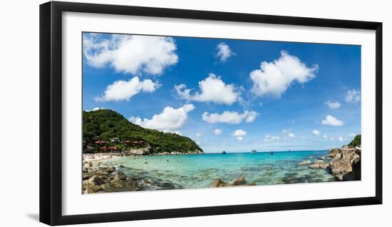 Toursits enjoy the clear water and sun at a beach on the Thai island of Koh Tao, Thailand-Logan Brown-Framed Photographic Print