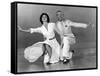 Tous en Scene THE BAND WAGON by VincenteMinnelli with Cyd Charisse and Fred Astaire, 1953 (b/w phot-null-Framed Stretched Canvas