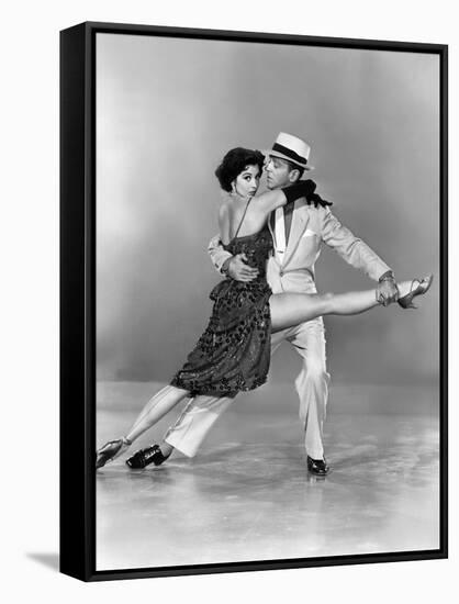 Tous en Scene THE BAND WAGON by VincenteMinnelli with Cyd Charisse and Fred Astaire, 1953 (b/w phot-null-Framed Stretched Canvas