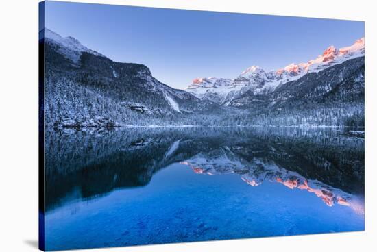 Tovel lake  Europe, Italy, Trentino Alto Adige, Trento district, Tovel valley, Non valley, Tuenno c-ClickAlps-Stretched Canvas