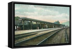 Towanda, Pennsylvania - Lehigh Valley Railroad Station-Lantern Press-Framed Stretched Canvas
