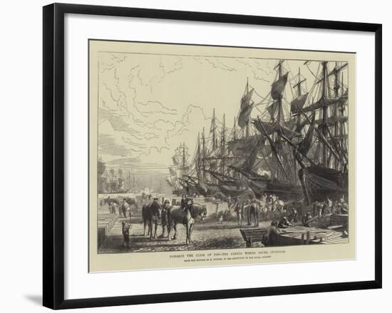 Towards the Close of Day, the Canada Timber Docks, Liverpool-R. Dudley-Framed Giclee Print