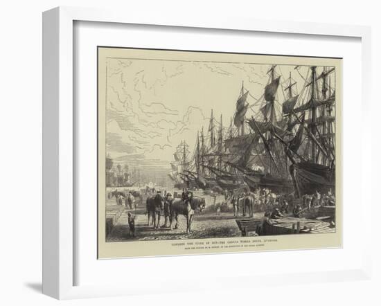 Towards the Close of Day, the Canada Timber Docks, Liverpool-R. Dudley-Framed Giclee Print