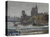 Towards Westminster from Embankment, April-Tom Hughes-Stretched Canvas