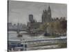 Towards Westminster from Embankment, April-Tom Hughes-Stretched Canvas