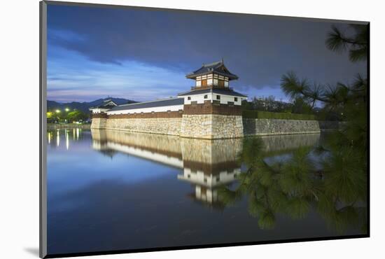 Tower and Moat of Hiroshima Castle at Dusk, Hiroshima, Hiroshima Prefecture, Japan-Ian Trower-Mounted Photographic Print