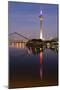 Tower at a Harbor, Rheinturm Tower, Media Harbour, Dusseldorf, North Rhine Westphalia, Germany-null-Mounted Premium Photographic Print