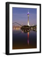 Tower at a Harbor, Rheinturm Tower, Media Harbour, Dusseldorf, North Rhine Westphalia, Germany-null-Framed Photographic Print