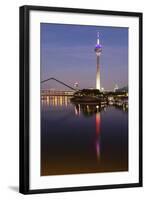 Tower at a Harbor, Rheinturm Tower, Media Harbour, Dusseldorf, North Rhine Westphalia, Germany-null-Framed Photographic Print