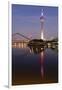 Tower at a Harbor, Rheinturm Tower, Media Harbour, Dusseldorf, North Rhine Westphalia, Germany-null-Framed Photographic Print