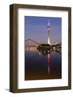 Tower at a Harbor, Rheinturm Tower, Media Harbour, Dusseldorf, North Rhine Westphalia, Germany-null-Framed Photographic Print