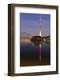 Tower at a Harbor, Rheinturm Tower, Media Harbour, Dusseldorf, North Rhine Westphalia, Germany-null-Framed Photographic Print