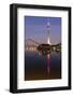 Tower at a Harbor, Rheinturm Tower, Media Harbour, Dusseldorf, North Rhine Westphalia, Germany-null-Framed Photographic Print