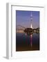 Tower at a Harbor, Rheinturm Tower, Media Harbour, Dusseldorf, North Rhine Westphalia, Germany-null-Framed Photographic Print