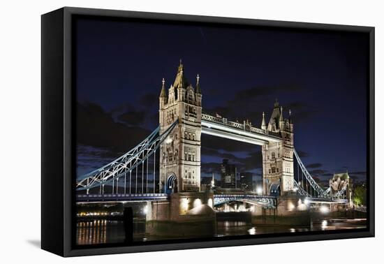 Tower Bridge across the Thames, at Night, London, England, Uk-Axel Schmies-Framed Stretched Canvas