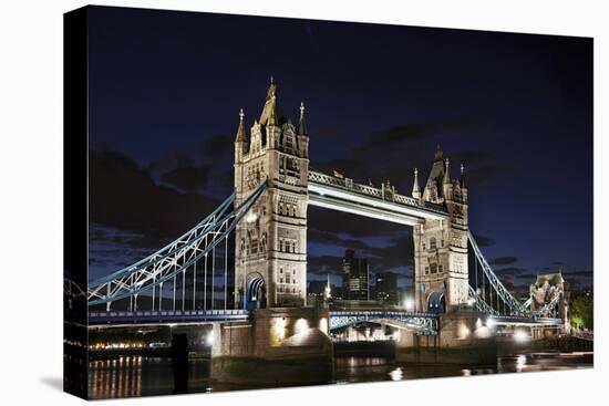 Tower Bridge across the Thames, at Night, London, England, Uk-Axel Schmies-Stretched Canvas