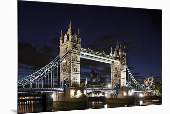 Tower Bridge across the Thames, at Night, London, England, Uk-Axel Schmies-Mounted Premium Photographic Print