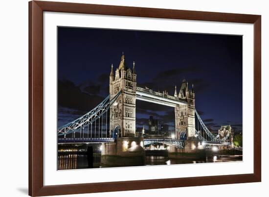 Tower Bridge across the Thames, at Night, London, England, Uk-Axel Schmies-Framed Photographic Print