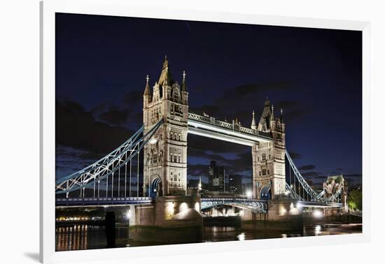 Tower Bridge across the Thames, at Night, London, England, Uk-Axel Schmies-Framed Photographic Print