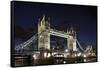 Tower Bridge across the Thames, at Night, London, England, Uk-Axel Schmies-Framed Stretched Canvas