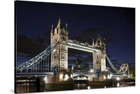 Tower Bridge across the Thames, at Night, London, England, Uk-Axel Schmies-Stretched Canvas