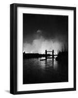 Tower Bridge Against Fires Burning on London's Docks, Ignited During German Air Raid Attack on City-William Vandivert-Framed Photographic Print