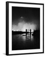 Tower Bridge Against Fires Burning on London's Docks, Ignited During German Air Raid Attack on City-William Vandivert-Framed Photographic Print