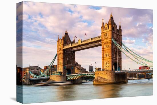 Tower Bridge and a London bus in the afternoon light, London-Ed Hasler-Stretched Canvas