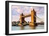 Tower Bridge and a London bus in the afternoon light, London-Ed Hasler-Framed Photographic Print