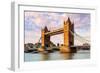 Tower Bridge and a London bus in the afternoon light, London-Ed Hasler-Framed Photographic Print