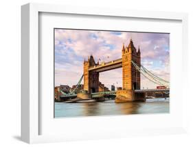 Tower Bridge and a London bus in the afternoon light, London-Ed Hasler-Framed Photographic Print