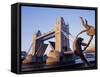 Tower Bridge and Bank-Side Fountain Sculpture, London, England, UK-Roy Rainford-Framed Stretched Canvas