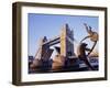 Tower Bridge and Bank-Side Fountain Sculpture, London, England, UK-Roy Rainford-Framed Photographic Print