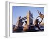 Tower Bridge and Bank-Side Fountain Sculpture, London, England, UK-Roy Rainford-Framed Photographic Print