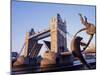 Tower Bridge and Bank-Side Fountain Sculpture, London, England, UK-Roy Rainford-Mounted Photographic Print