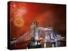 Tower Bridge and Fireworks, London, England-Steve Vidler-Stretched Canvas