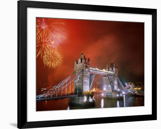 Tower Bridge and Fireworks, London, England-Steve Vidler-Framed Photographic Print