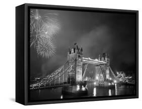 Tower Bridge and Fireworks, London, England-Steve Vidler-Framed Stretched Canvas