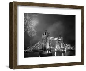 Tower Bridge and Fireworks, London, England-Steve Vidler-Framed Photographic Print