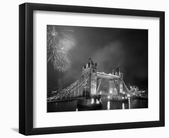 Tower Bridge and Fireworks, London, England-Steve Vidler-Framed Photographic Print