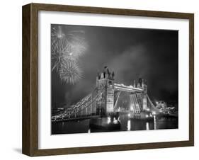 Tower Bridge and Fireworks, London, England-Steve Vidler-Framed Photographic Print