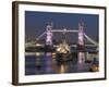 Tower Bridge and HMS Belfast on the River Thames at dusk, London, England, United Kingdom, Europe-Charles Bowman-Framed Photographic Print