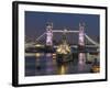 Tower Bridge and HMS Belfast on the River Thames at dusk, London, England, United Kingdom, Europe-Charles Bowman-Framed Photographic Print