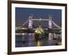 Tower Bridge and HMS Belfast on the River Thames at dusk, London, England, United Kingdom, Europe-Charles Bowman-Framed Photographic Print