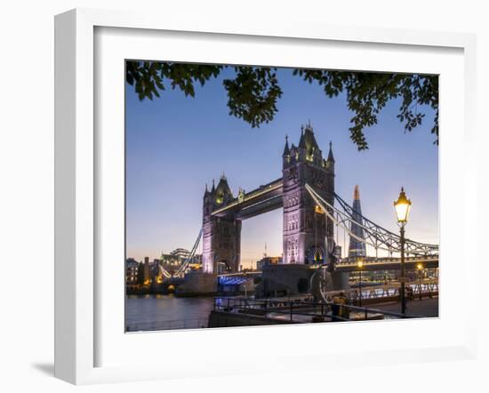 Tower Bridge and Shard at dusk, London, England, United Kingdom, Europe-Charles Bowman-Framed Photographic Print