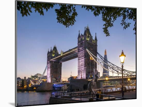 Tower Bridge and Shard at dusk, London, England, United Kingdom, Europe-Charles Bowman-Mounted Photographic Print